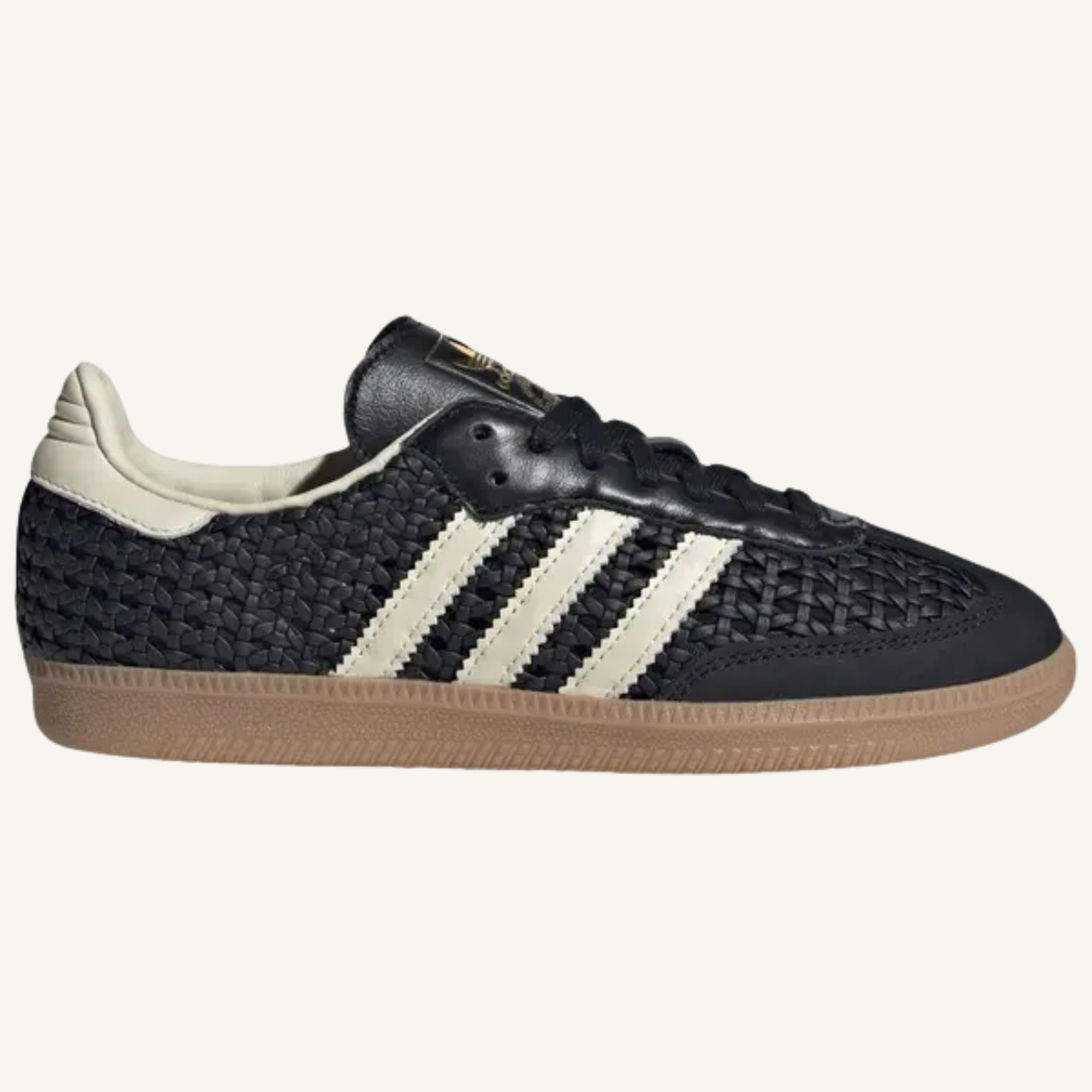adidas Samba OG in black and cream, showing the suede and gum sole that need different cleaning methods