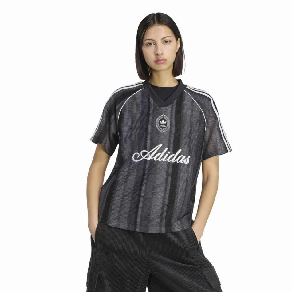 Adidas Originals Women's Black Summer Glow Knitted Oversized Jersey Top, KY3163