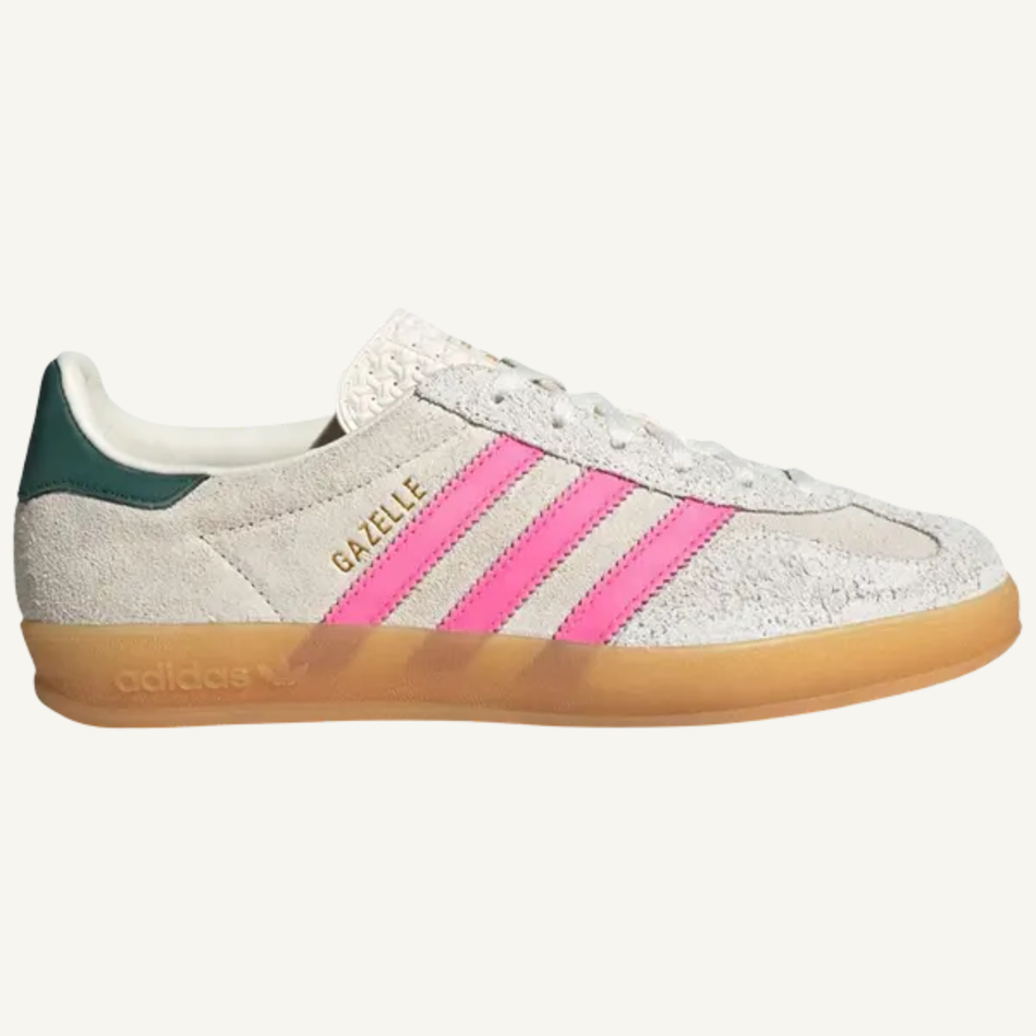 Adidas Originals Women's White/Pink Gazelle Indoor Sneakers, JQ1096 (No Box)