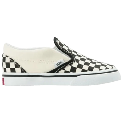 Zapatillas Vans blancas clásicas sin cordones para niños pequeños 'Checkerboard', VN000EX8BWW