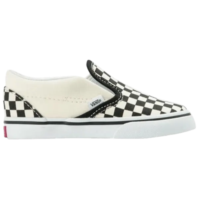 Zapatillas Vans blancas clásicas sin cordones para niños pequeños 'Checkerboard', VN000EX8BWW