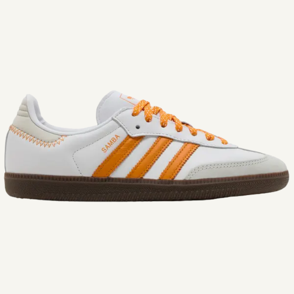 Adidas Originals Women's White/Orange Samba OG Sneakers, IE6521 (No Box)