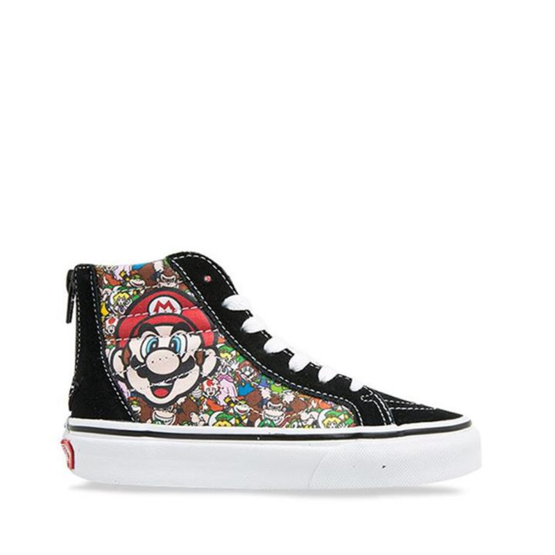 Zapatillas Vans Sk8-Hi con cremallera negra para niños pequeños (Nintendo) Mario y Luigi, VN000XG5K5P