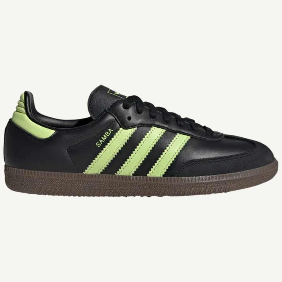 Adidas Originals Women's Black/Pulse Lime Samba OG Sneakers, JS1387