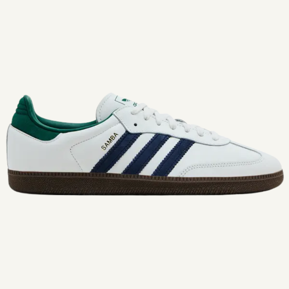 Adidas Originals Men's White/Navy/Green Samba OG Sneakers, IH4882 (No Box)