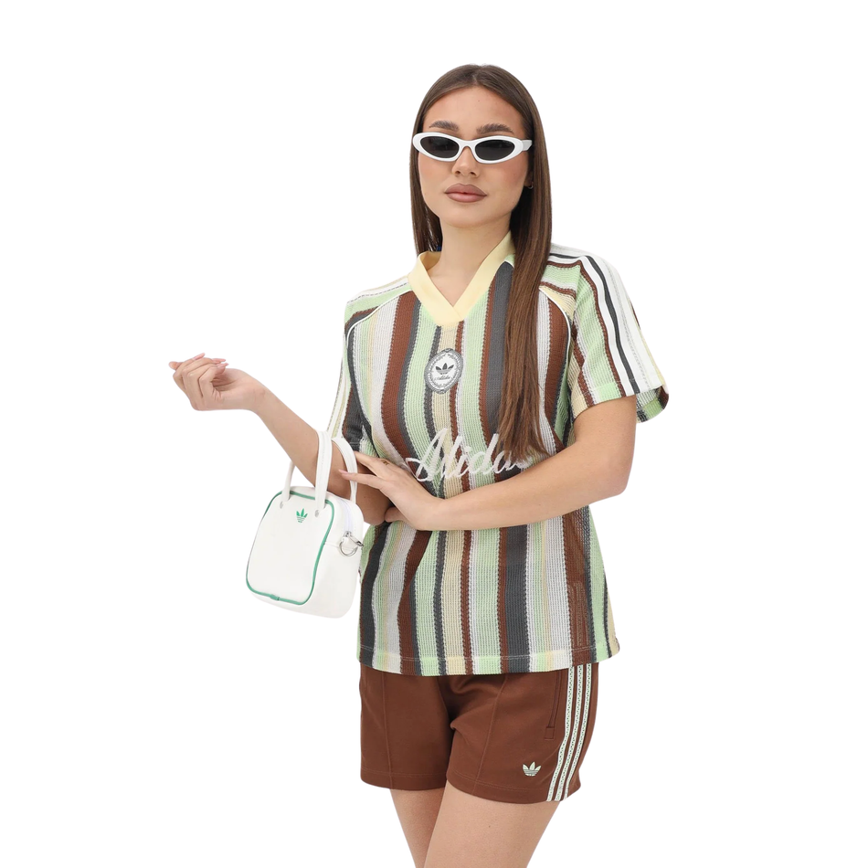 Adidas Originals Women's Multicolour Summer Glow Knitted Oversized Jersey Top, KY3162