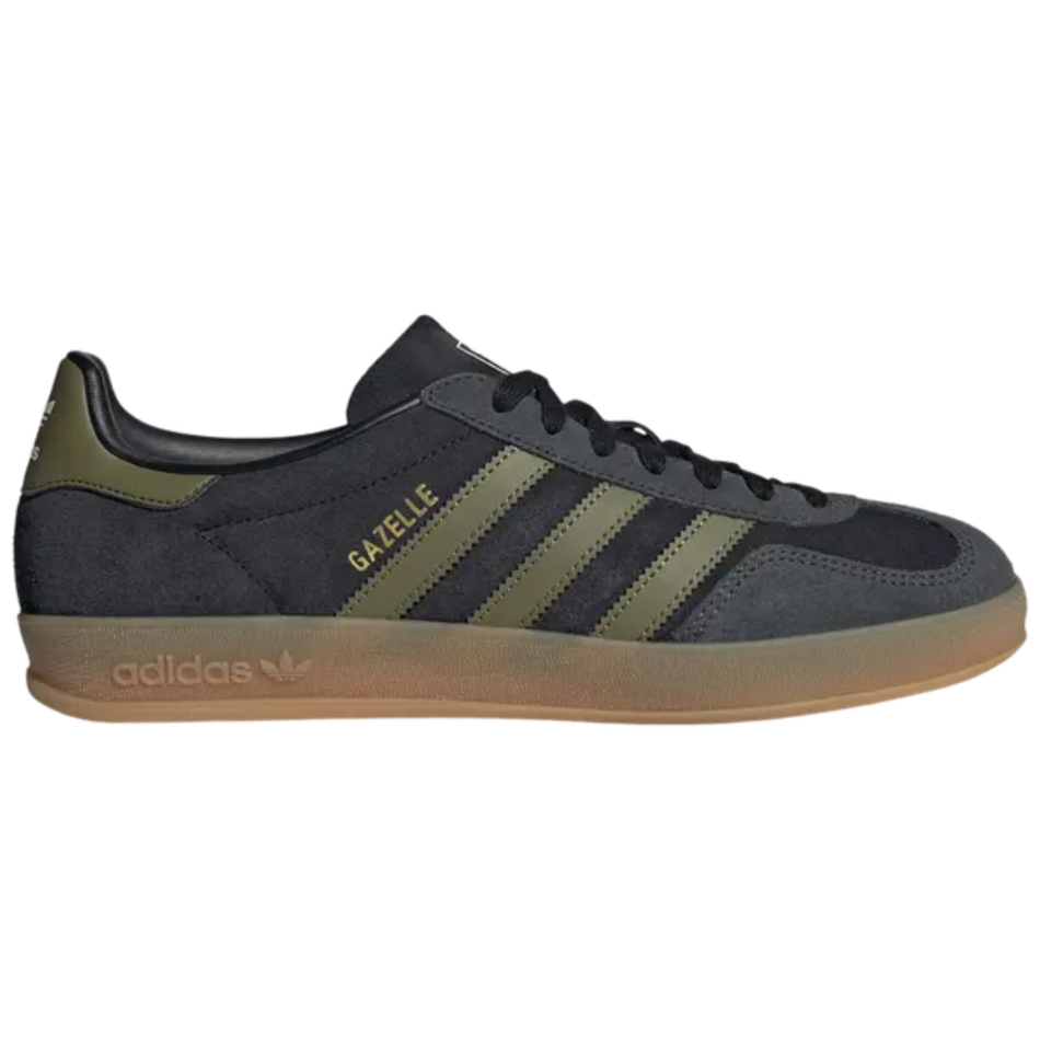 Zapatillas de interior Adidas Gazelle para hombre, color negro, "Core Black Olive", JQ8399