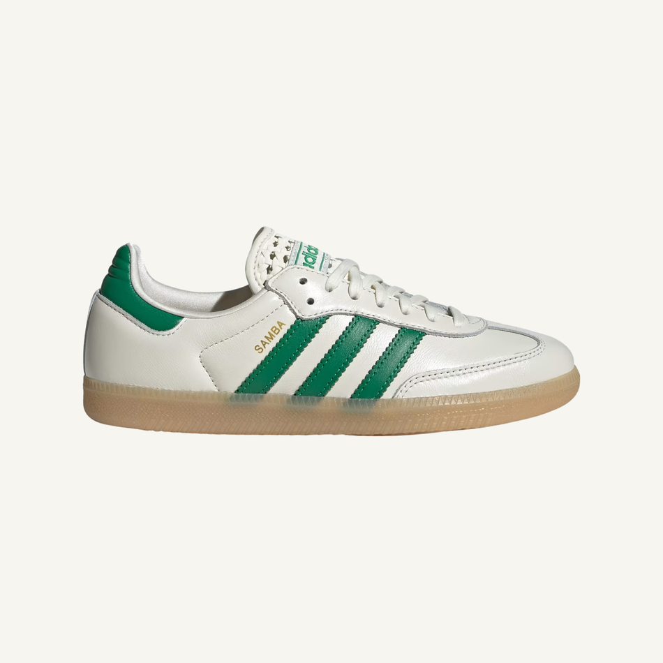 Adidas Originals Women's White/Green Samba OG Sneakers, IH3983