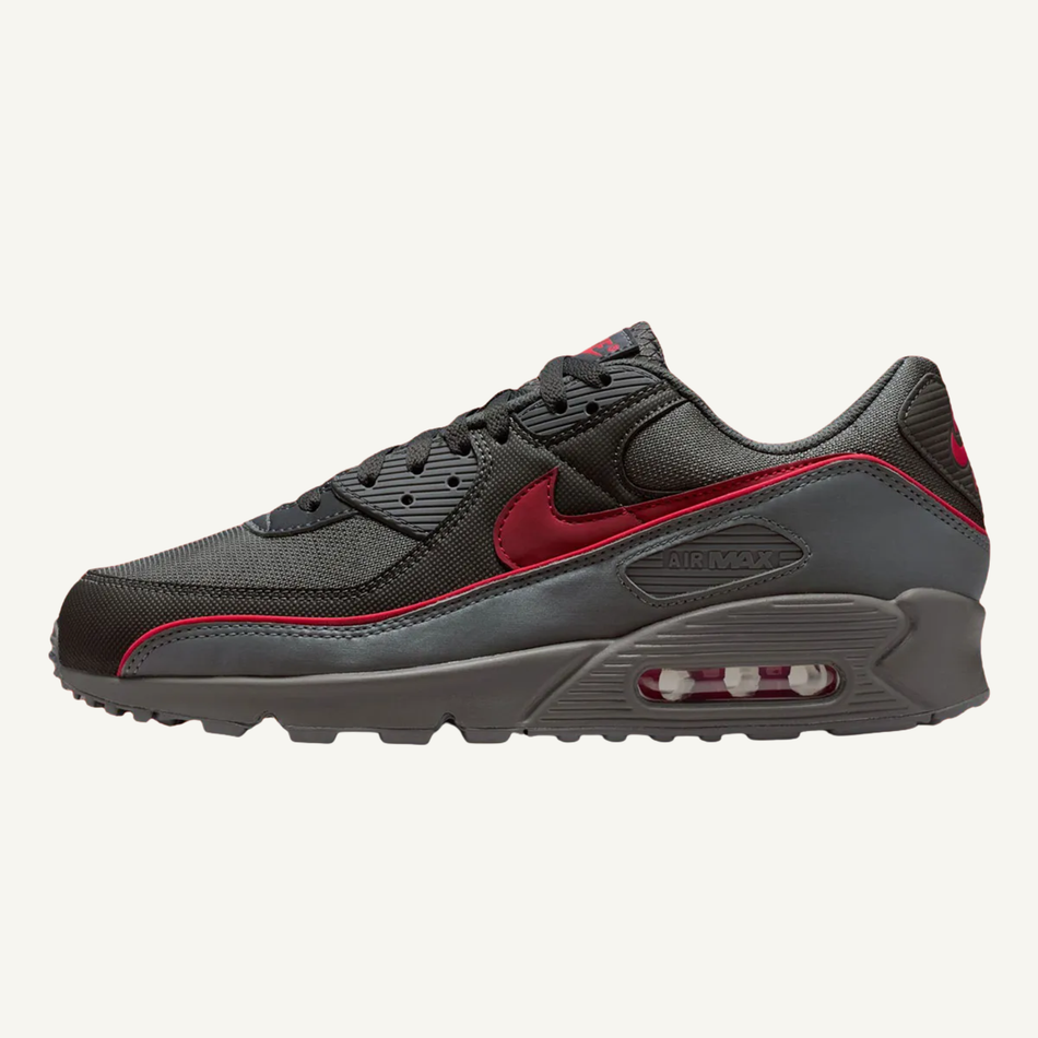 Nike Men's Grey/Red Air Max 90 Premium Sneakers, HV4517-001