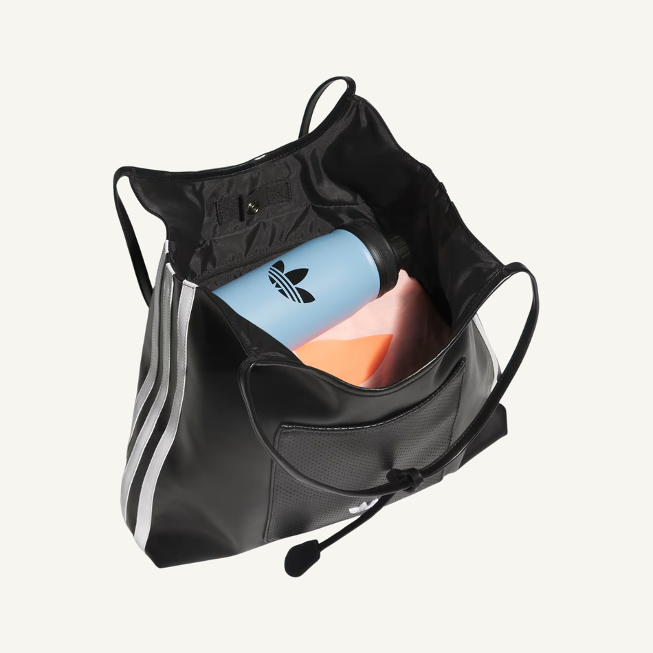Bolso tote de PU perforado negro para mujer Adidas Originals, KL3180