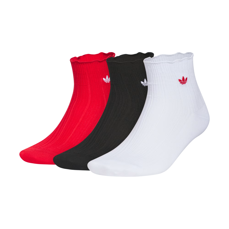 Adidas Originals Unisex Ruffle 3-Pack Quarter Socks, JL4190
