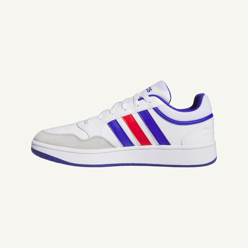 Adidas Men's White/Blue/Scarlet Hoops 3.0 Low Sneakers, IH0335 (No Box)