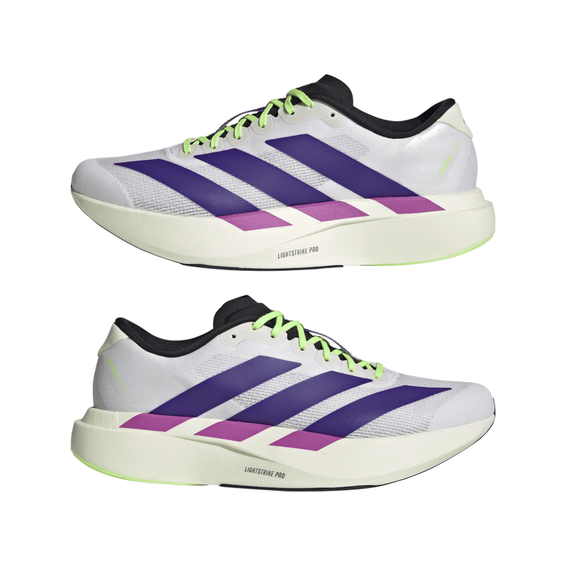Adidas Men's Adizero EVO SL Sneakers, White / Collegiate Purple / Lime Burst, JS4495