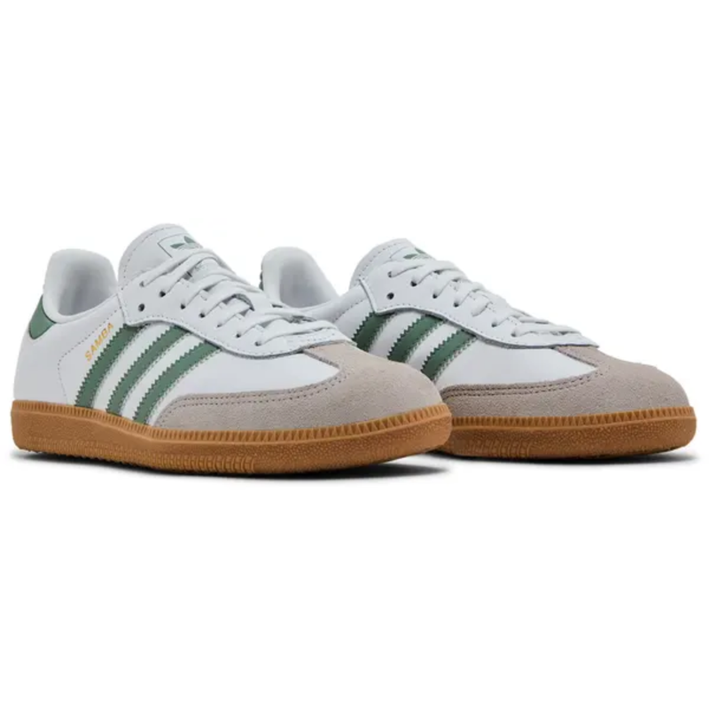 Adidas Originals Kid's White/Silver Green Samba OG Sneakers, JP5479 (No Box)