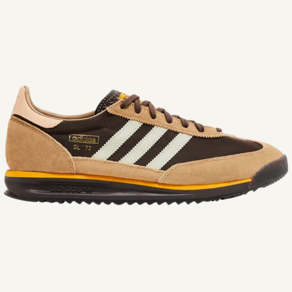 Adidas Originals Men's Brown/Preloved Yellow SL72 RS Sneakers, IG4645 (No Box)