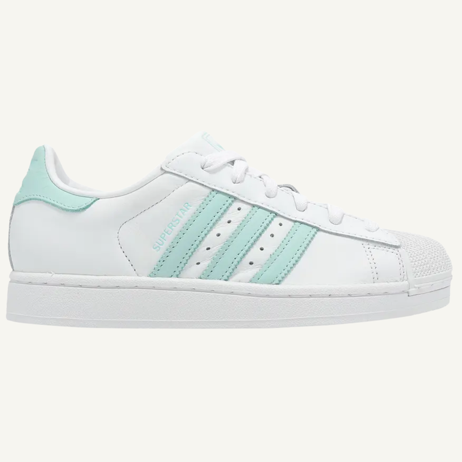 Adidas Originals Women's White/Semi Flash Aqua Superstar 2 Shoes, JH7060(No Box)