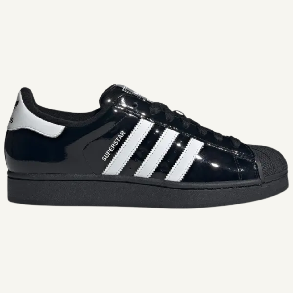 Adidas Men's Black/White Patent Superstar II Sneakers, JR7313