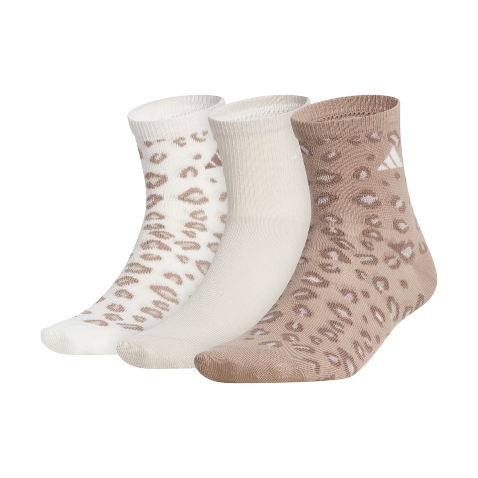Adidas Women's Leopard Luxe 3-Pack High Quarter Socks,KL0801