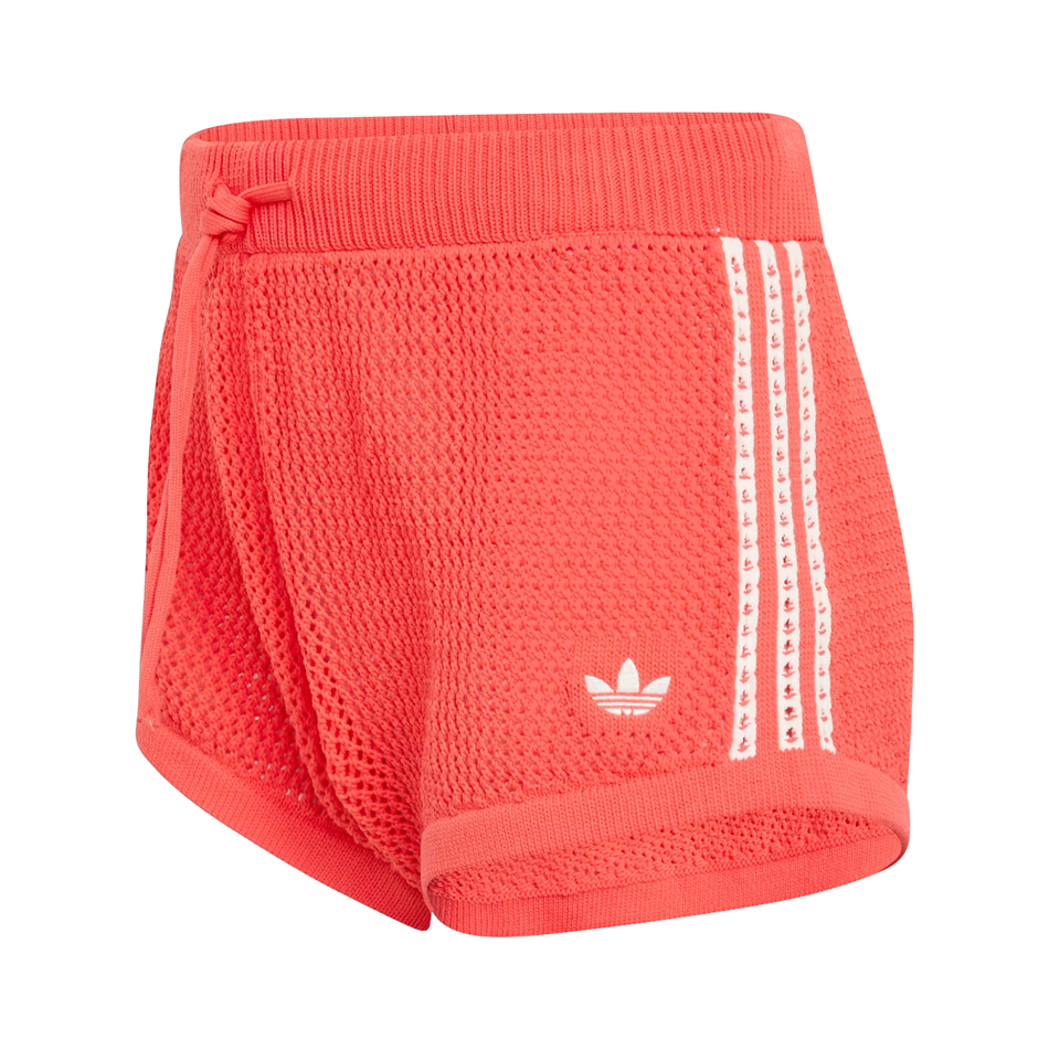 Adidas Originals Women's Lucid Red Knitted Crochet Shorts, KC6479