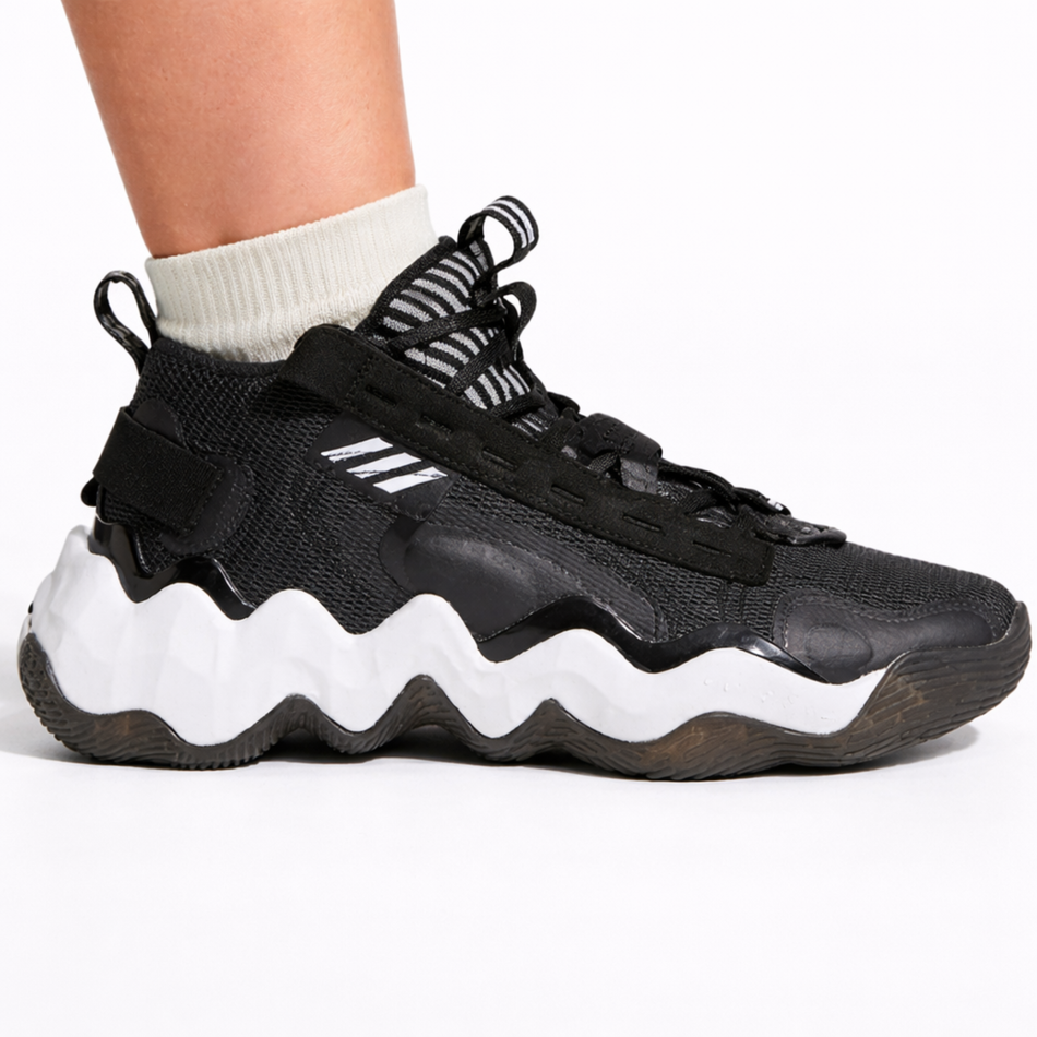 Zapatillas Adidas Candace Parker x Exhibit B Mid para mujer, color negro/blanco, GZ2349 (sin caja)