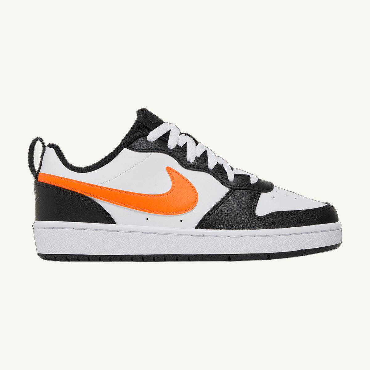 Nike Kids White/Black/Total Orange Court Borough Low 2 Sneakers, BQ5448 115