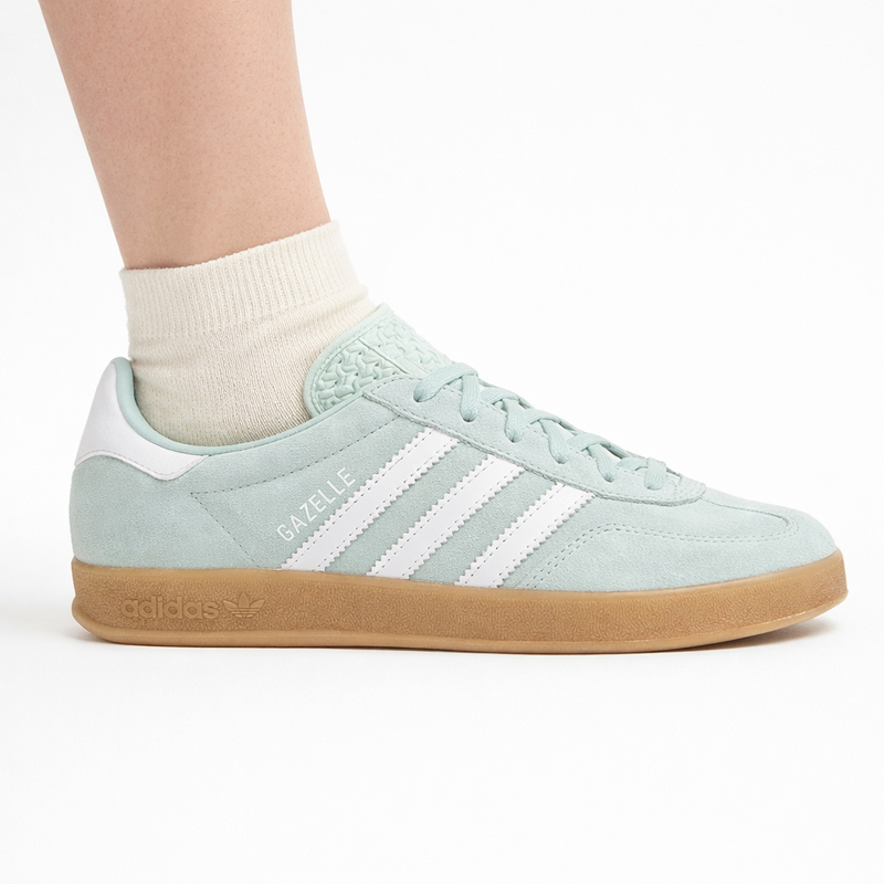 Zapatillas de interior Adidas Originals Gazelle verde ceniza para mujer, JS1396