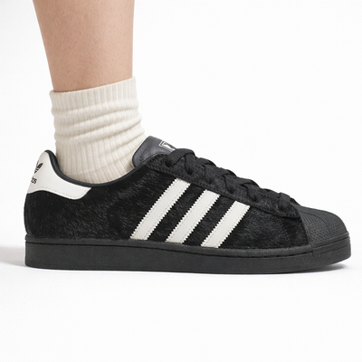 Zapatillas Adidas Originals Superstar II para mujer, color negro, con pelo de poni, JH9475
