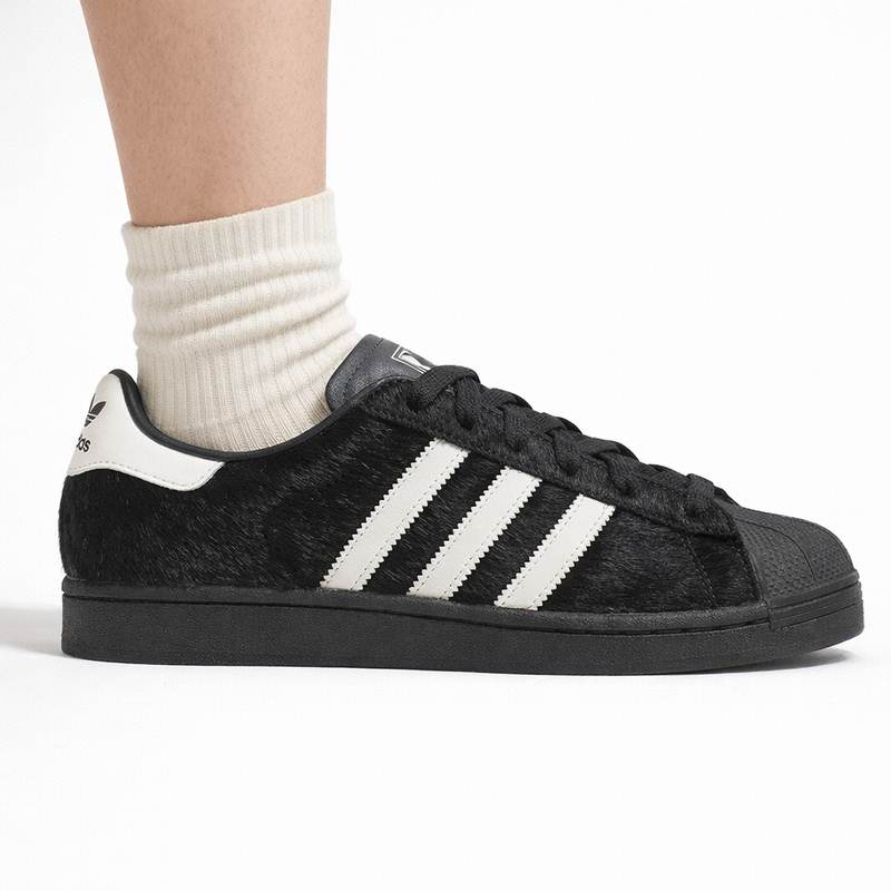 Zapatillas Adidas Originals Superstar II para mujer, color negro, con pelo de poni, JH9475