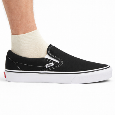 Zapatillas clásicas de lona sin cordones Vans para hombre, negras, VN000EYEBLK