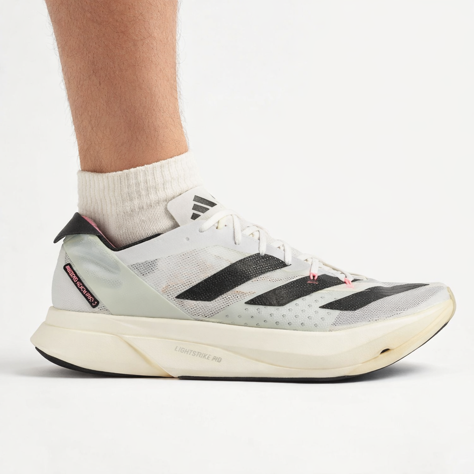 Adidas Men's White/Linen Green Adizero Adios Pro 3 Sneakers, GV7067 (No Box)