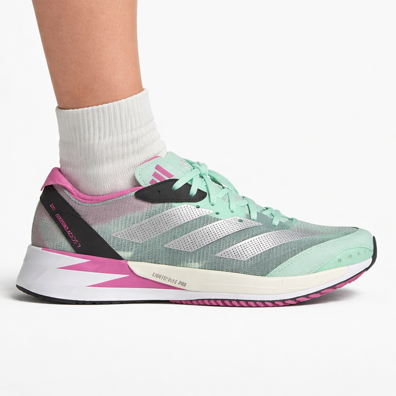 Zapatillas Adidas Adizero Adios 7 para mujer, color verde/plateado/negro, GV9062 (sin caja)