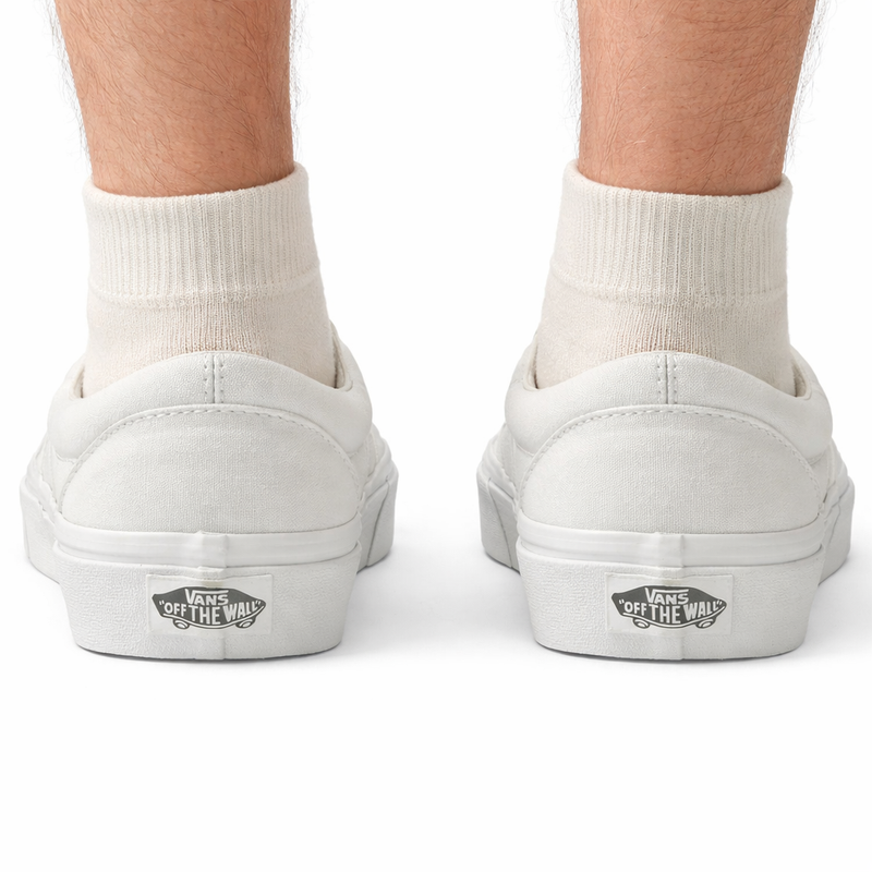 Vans Mens Classic Slip‑On Canvas Sneakers, Triple White, VN000EYEW00