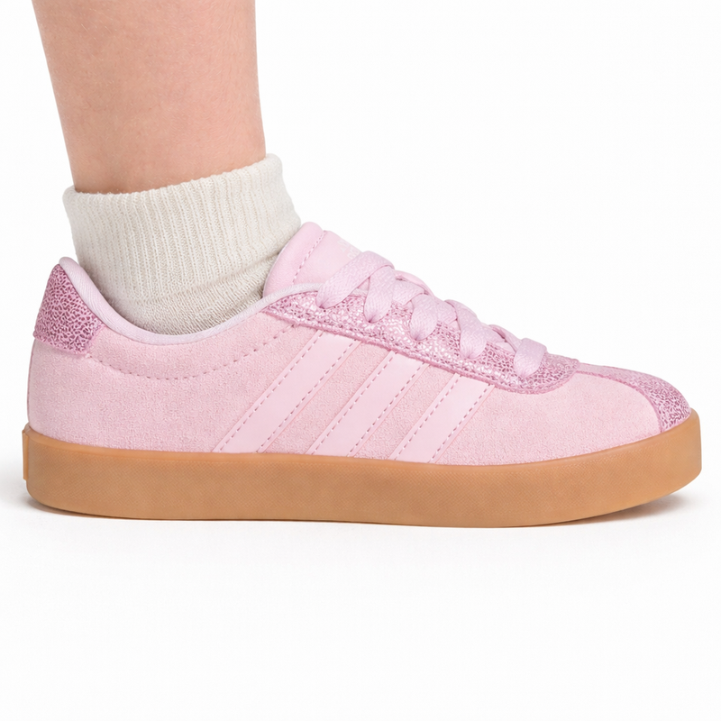 Adidas Kids Pink VL Court 3.0 Sneakers, JS3484