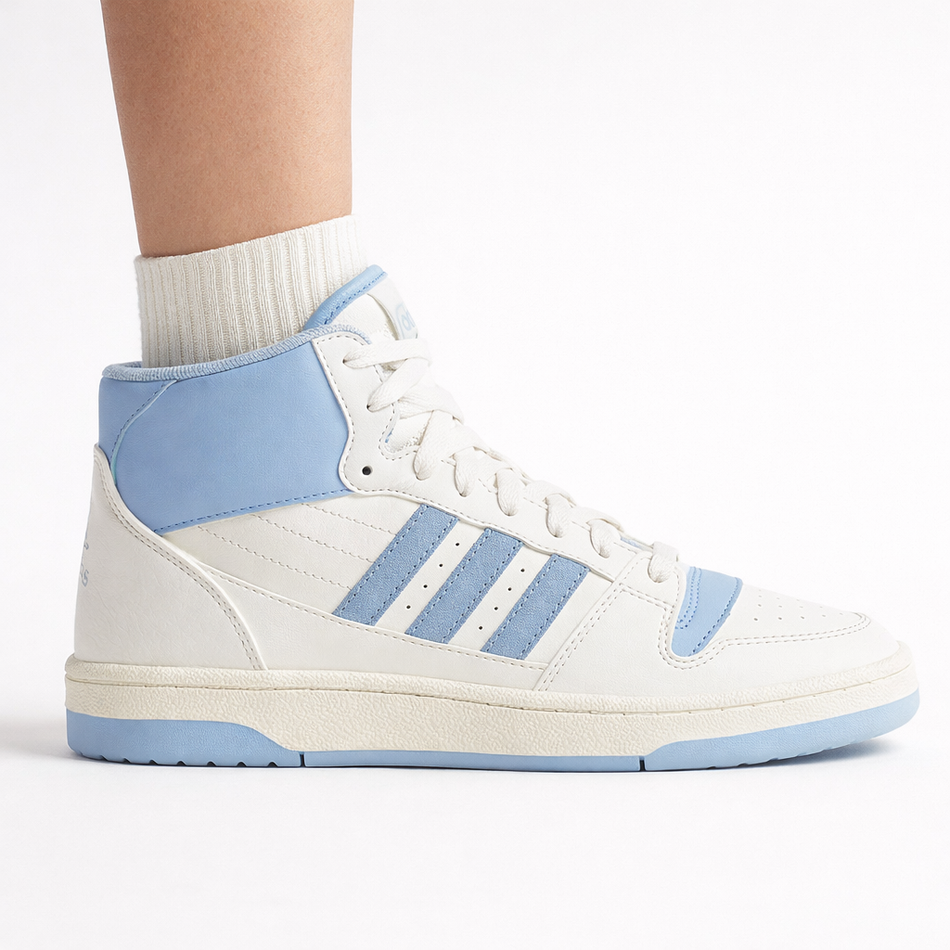 Adidas Women's White/Blue Break Start Mid Sneakers, IH7879
