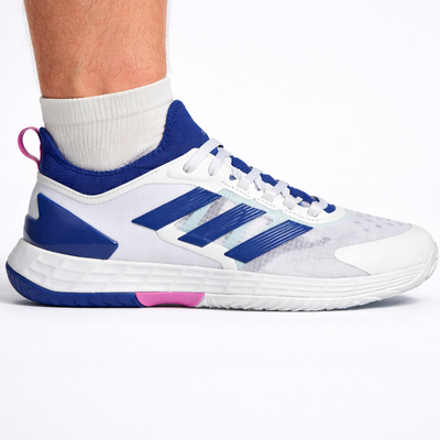 Adidas Men's White/Blue Adizero Ubersonic 4.1 Sneakers, IF9134 (No Box)
