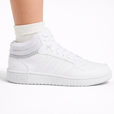 Adidas Kid's White Hoops Mid Sneakers, GW0401 (No Box)