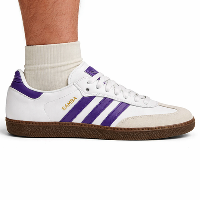 Adidas Originals Men's White/Purple Samba ADV Sneaekers, IE6613 (No Box)
