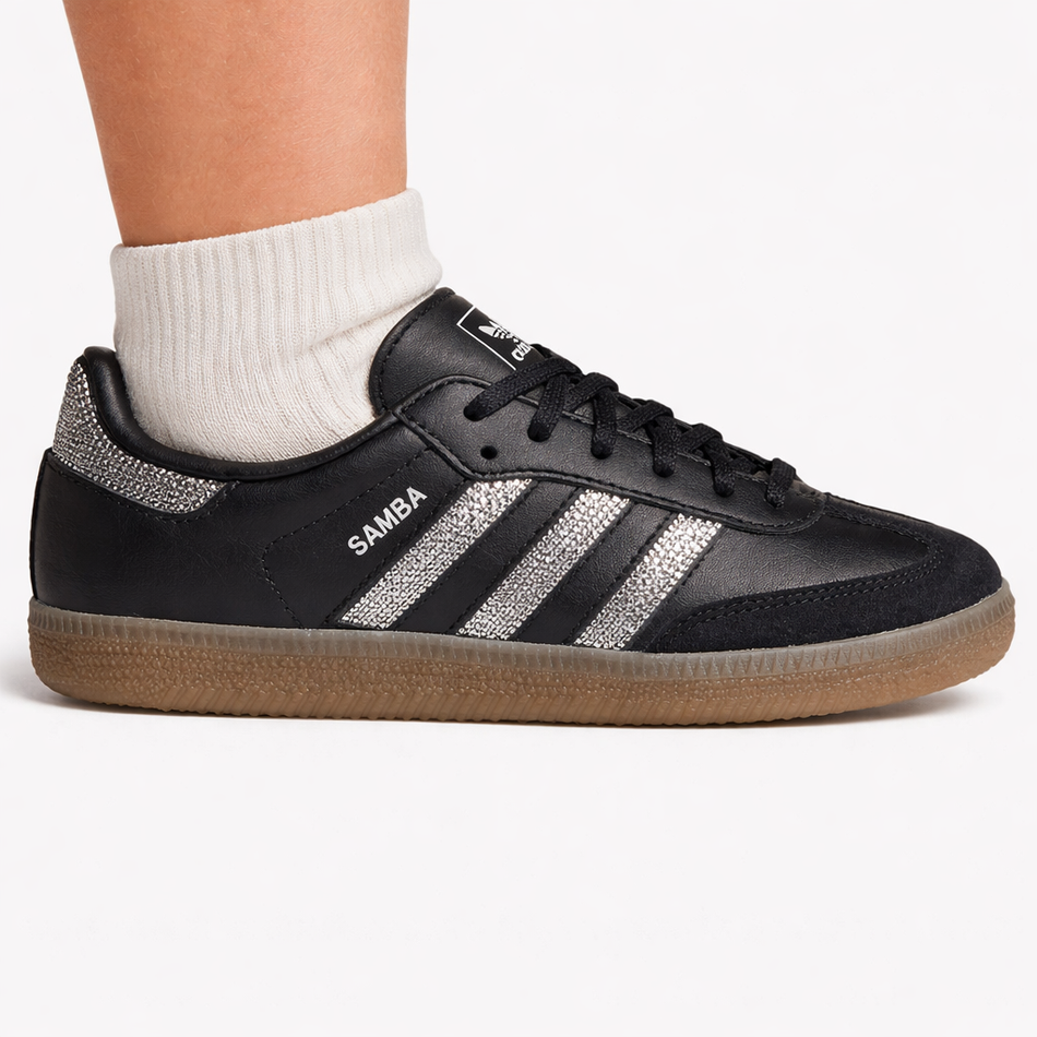 Zapatillas Adidas Originals Samba OG para niños en negro y plateado, KK1974