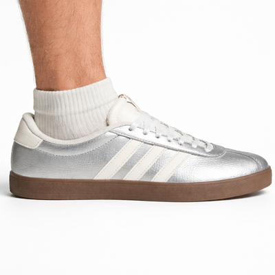 Adidas Originals Men's Silver/White VL Court 3.0 Sneakers, JQ7315 (No Box)