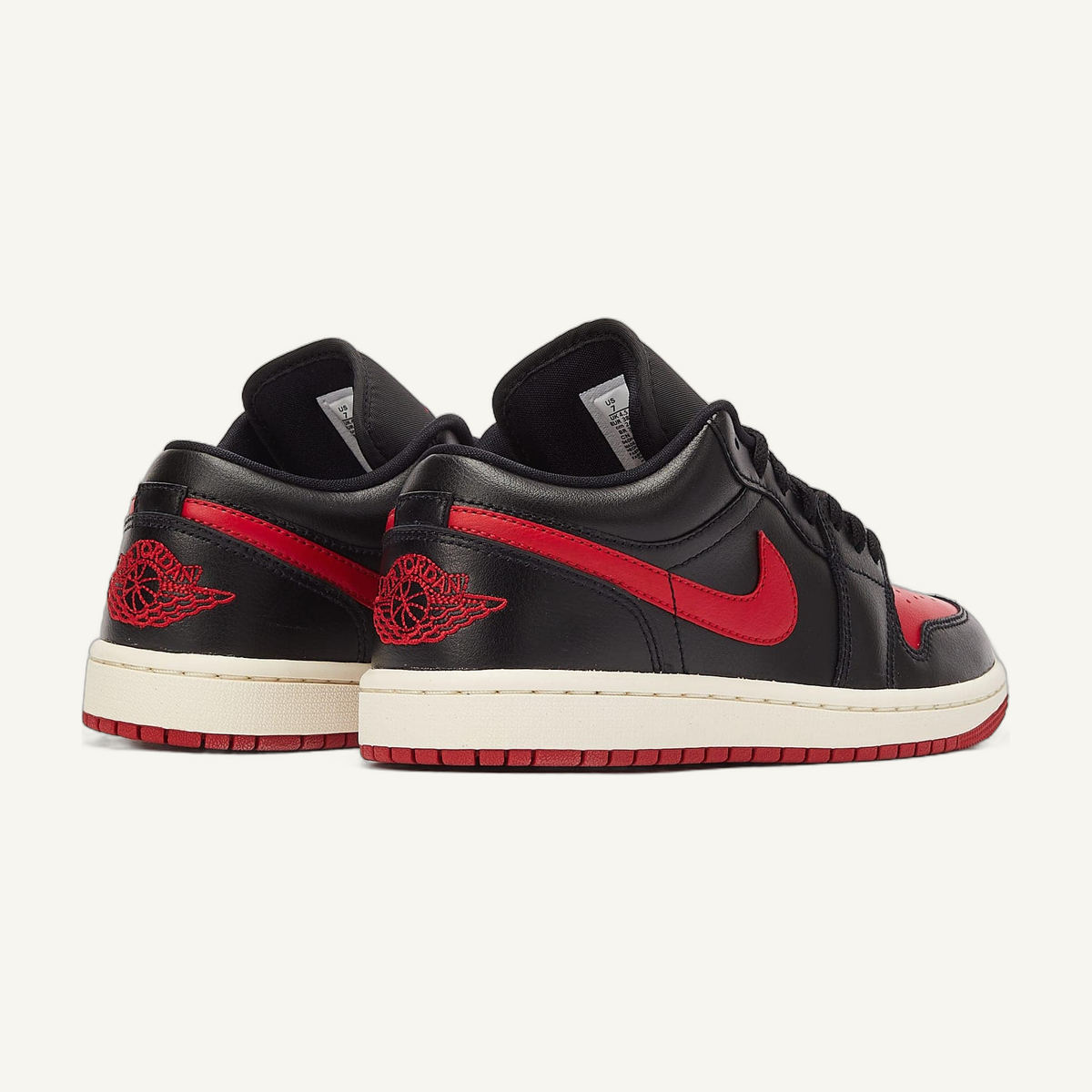 Jordan Women's Black/Gym Red Air Jordan 1 Low 'Bred Sail' Sneakers, DC0774 061