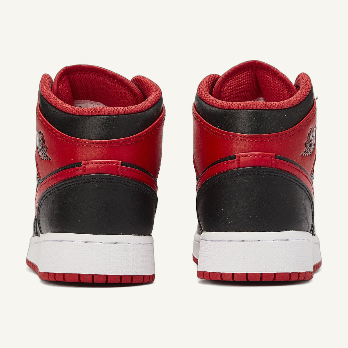 Jordan Kids Black/Fire Red Air Jordan 1 Mid Sneakers, DQ8423 060