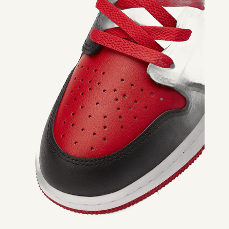 Jordan Kids Black/Fire Red Air Jordan 1 Mid Sneakers, DQ8423 060