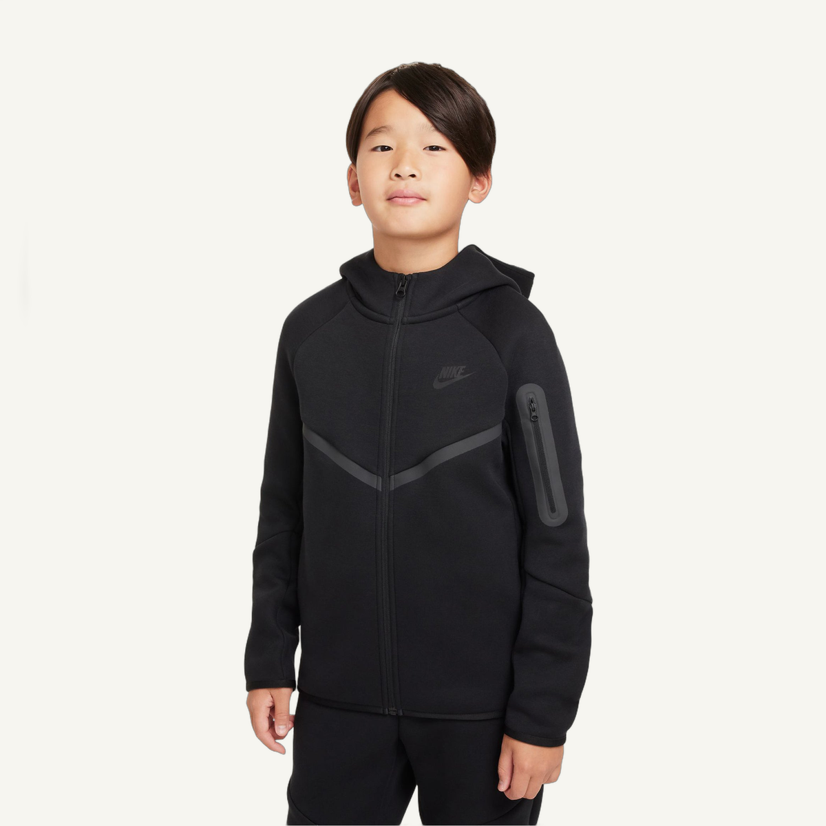 Nike Kids Black Sportswear Tech Fleece Full-Zip Hoodie, HV5867 010