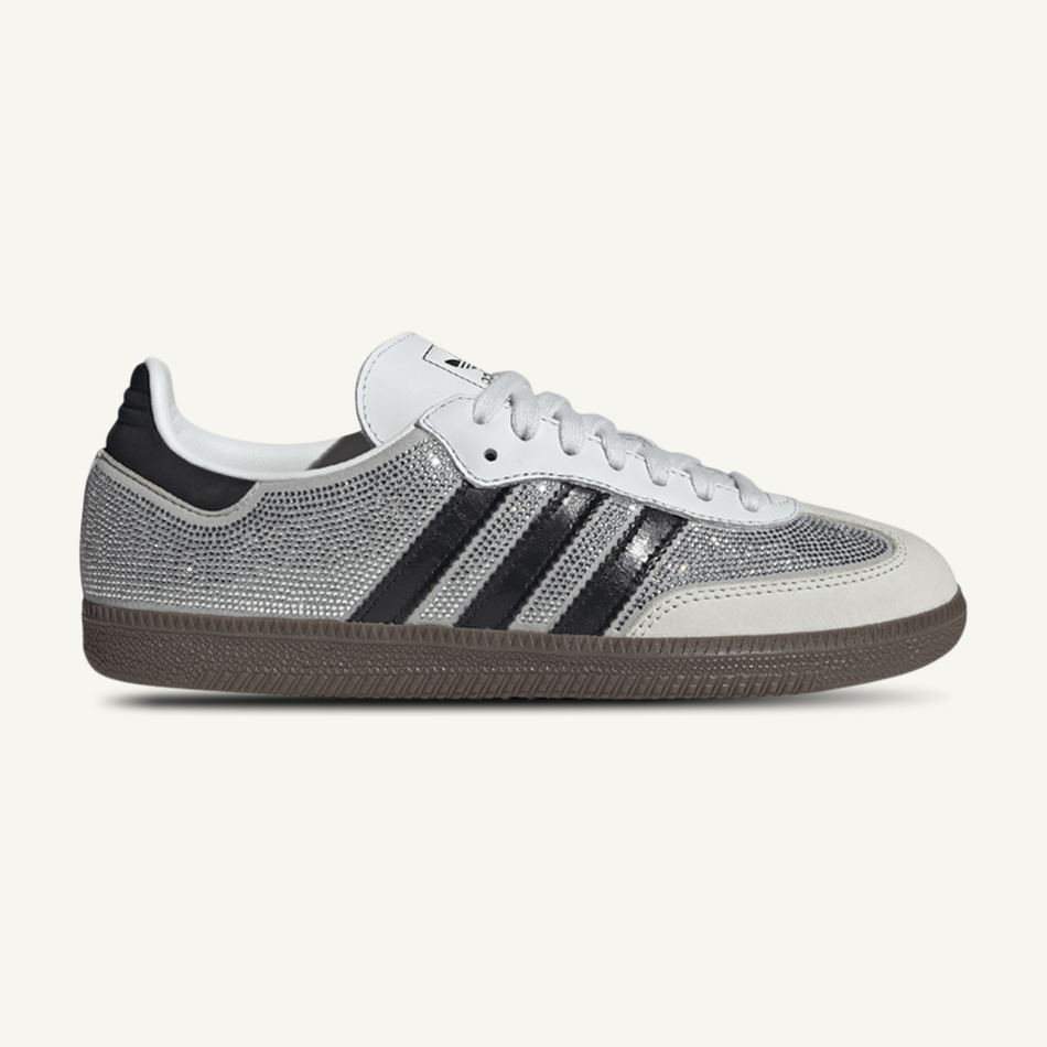 Adidas Originals Women's Silver/Black Rhinestone Samba Sneakers, IH9055