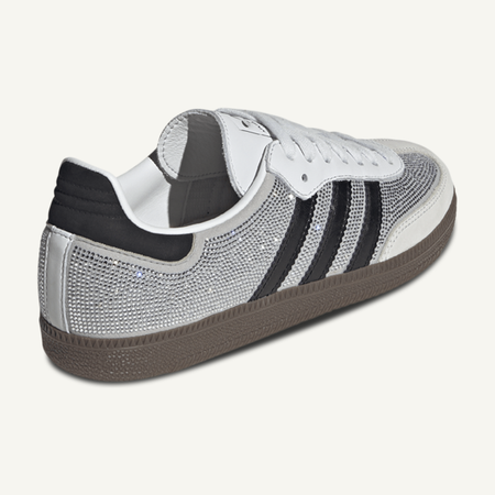 Adidas Originals Women's Silver/Black Rhinestone Samba Sneakers, IH9055