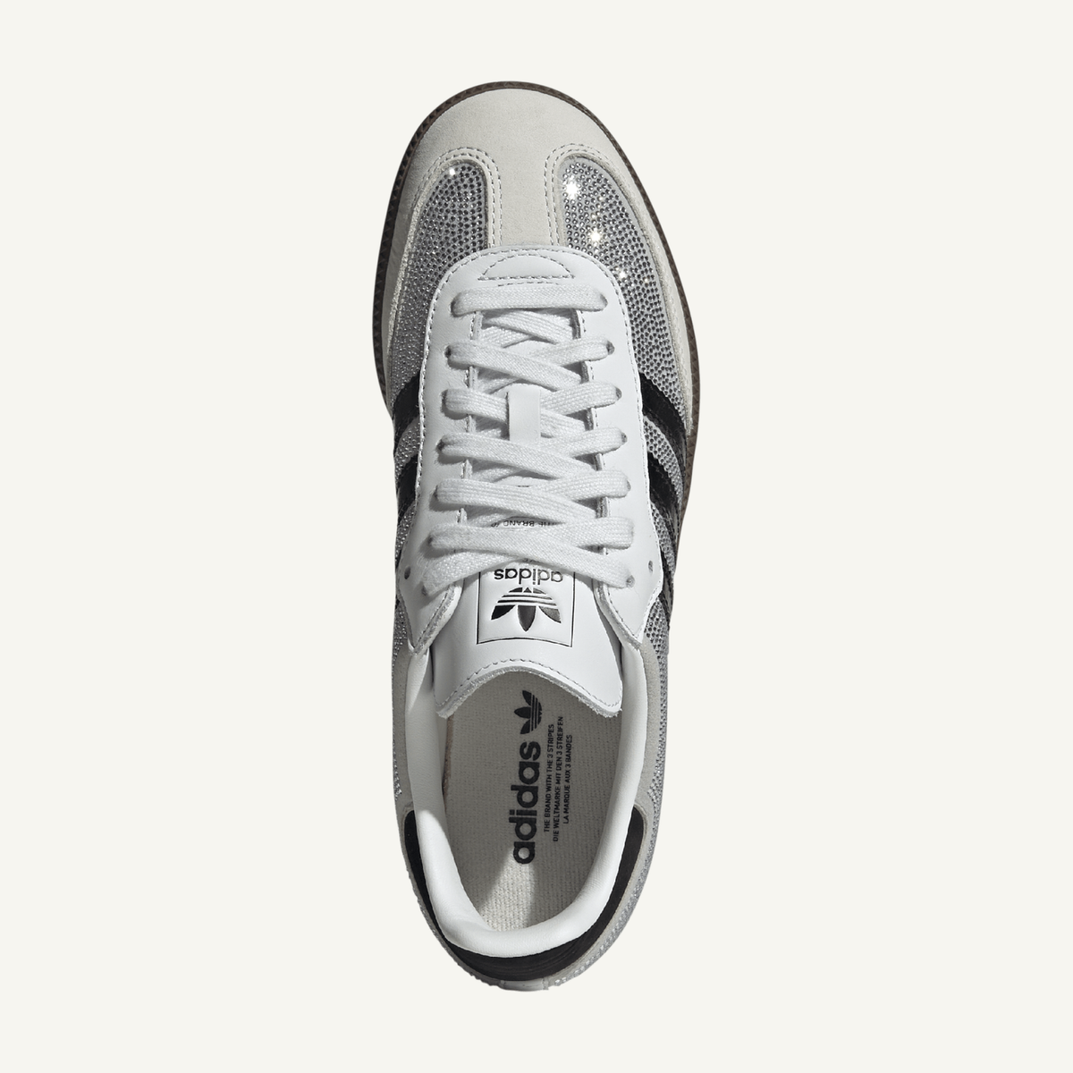 Adidas Originals Women's Silver/Black Rhinestone Samba Sneakers, IH9055