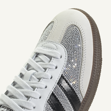 Adidas Originals Women's Silver/Black Rhinestone Samba Sneakers, IH9055
