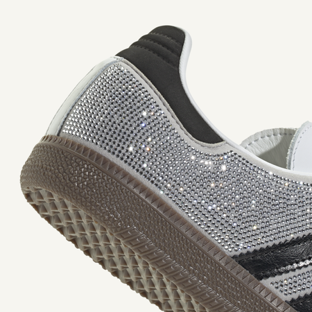 Adidas Originals Women's Silver/Black Rhinestone Samba Sneakers, IH9055