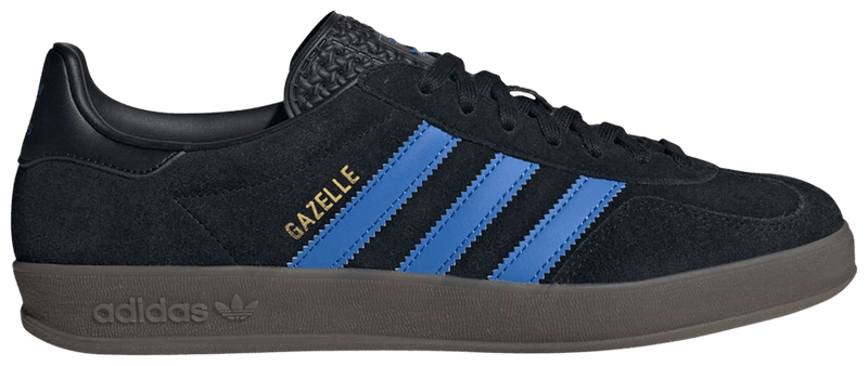 Adidas Originals Men's Gazelle Indoor Sneakers, Black/Gum/Blue, JQ2692