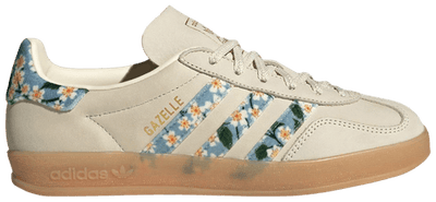 Adidas Originals Women's Gazelle Indoor Sneakers, Cream White / Gold Metallic / Tactile Blue, JR3601